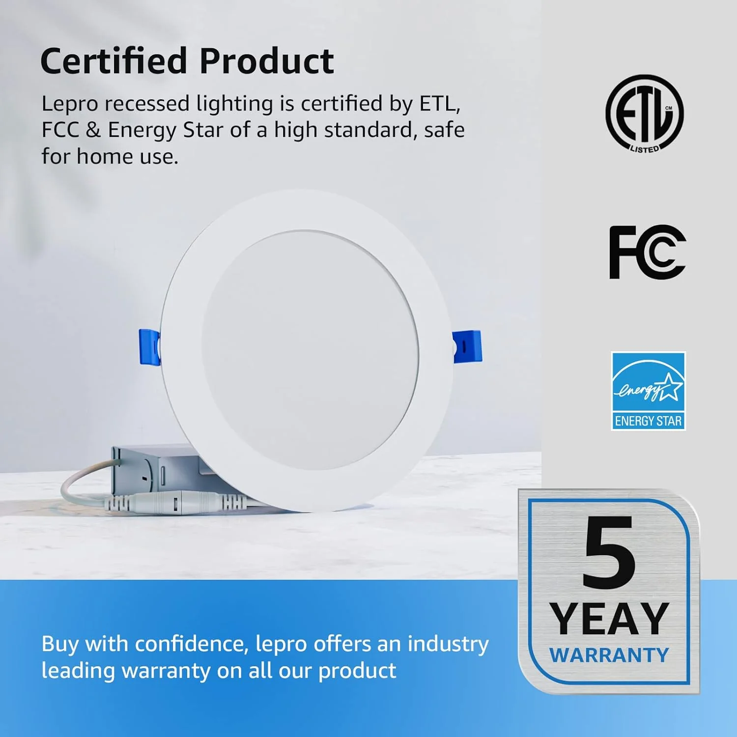 Lepro 6 Pack LED Recessed Lighting Daylight White - Image 6