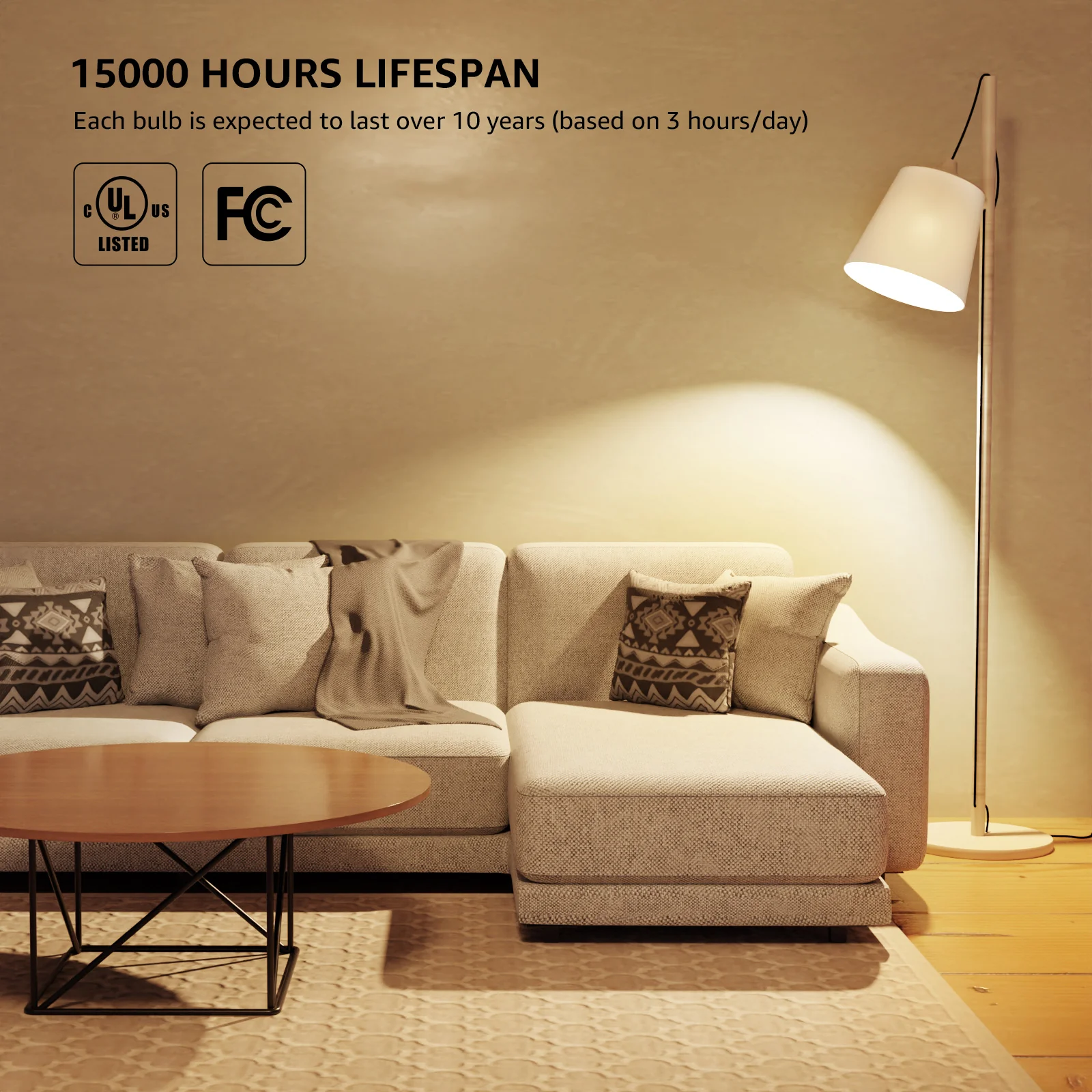 Lepro A19 Dimmable LED Light Bulbs, E26 Base, 14W (100W Equivalent), 1500 Lumens, 2700K Warm White, UL Listed - Image 4