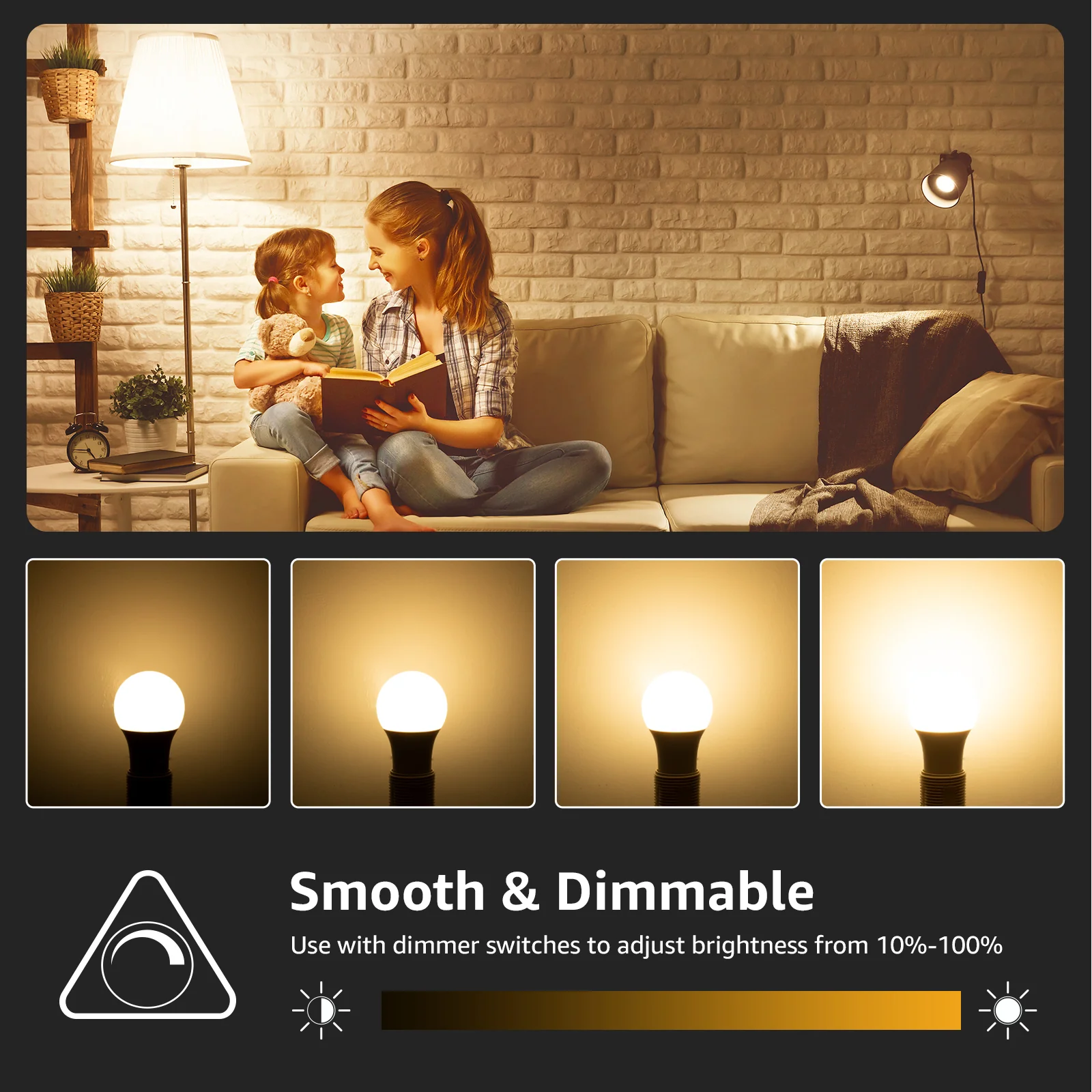 Lepro A19 Dimmable LED Light Bulbs, E26 Base, 14W (100W Equivalent), 1500 Lumens, 2700K Warm White, UL Listed - Image 5