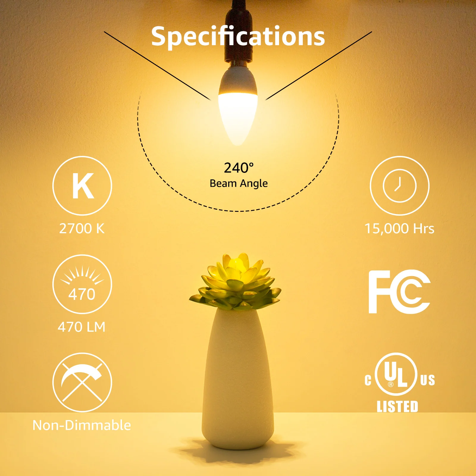 Lepro B11 LED Candelabra Bulbs, E12 Base, 5.5W (40W Equivalent), 500 Lumens, 2700K Warm White, Non-Dimmable - Image 4