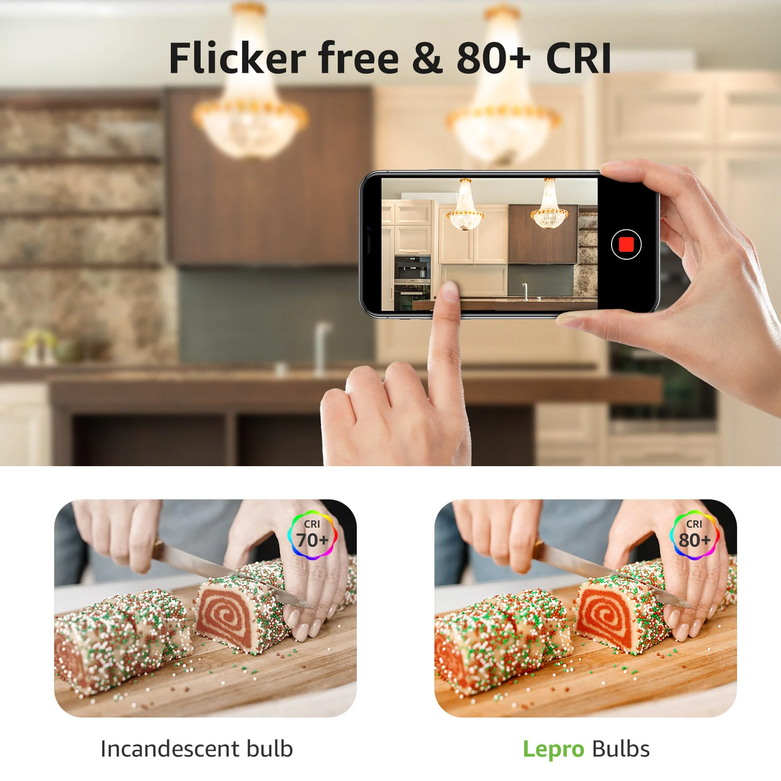 Lepro B11 LED Candelabra Bulbs, E12 Base, 5.5W (40W Equivalent), 500 Lumens, 2700K Warm White, Non-Dimmable - Image 6