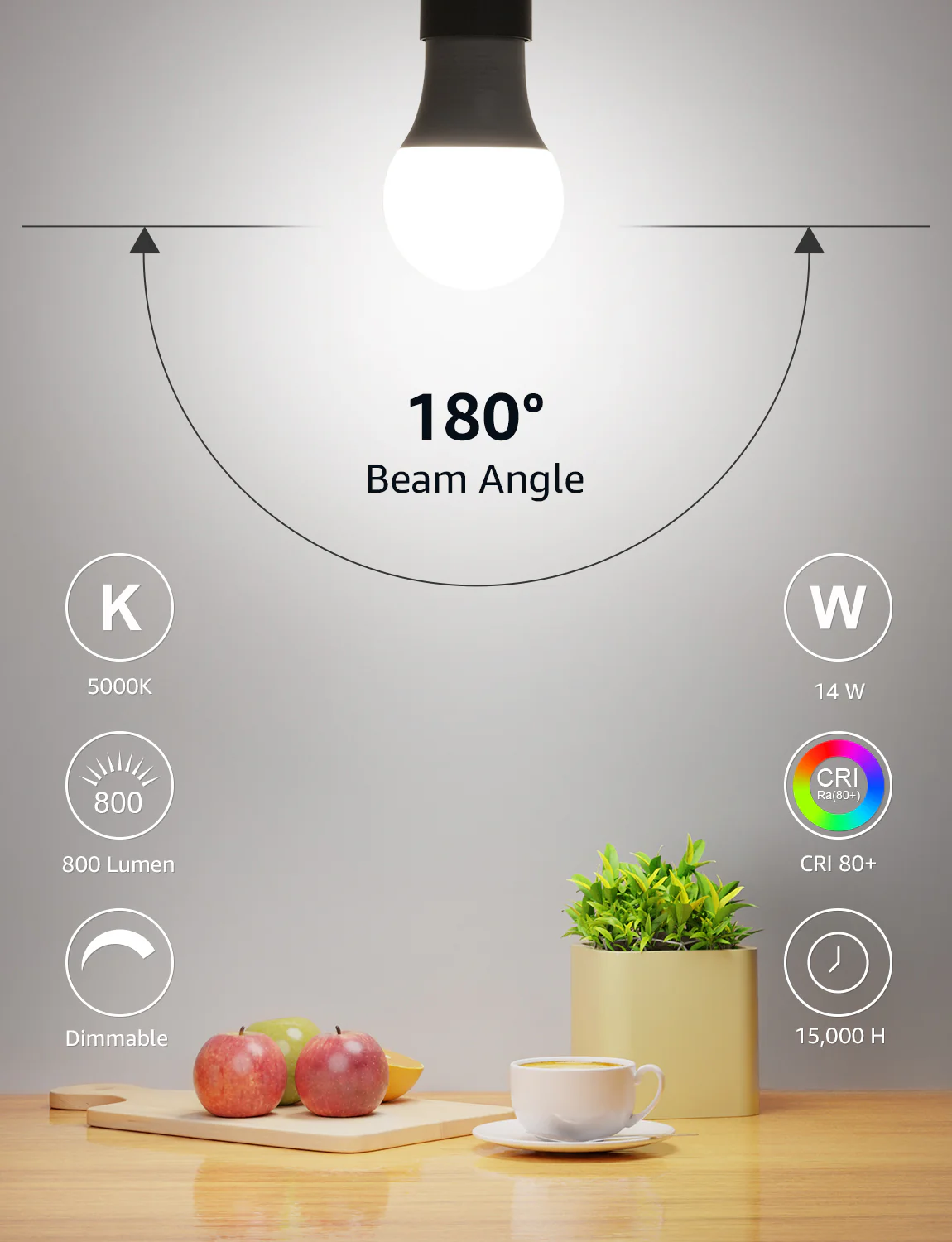 Lepro A19 Dimmable LED Light Bulbs, E26 Base, 9.5W (60W Equivalent), 800 Lumens, 5000K Daylight, UL Listed - Image 4