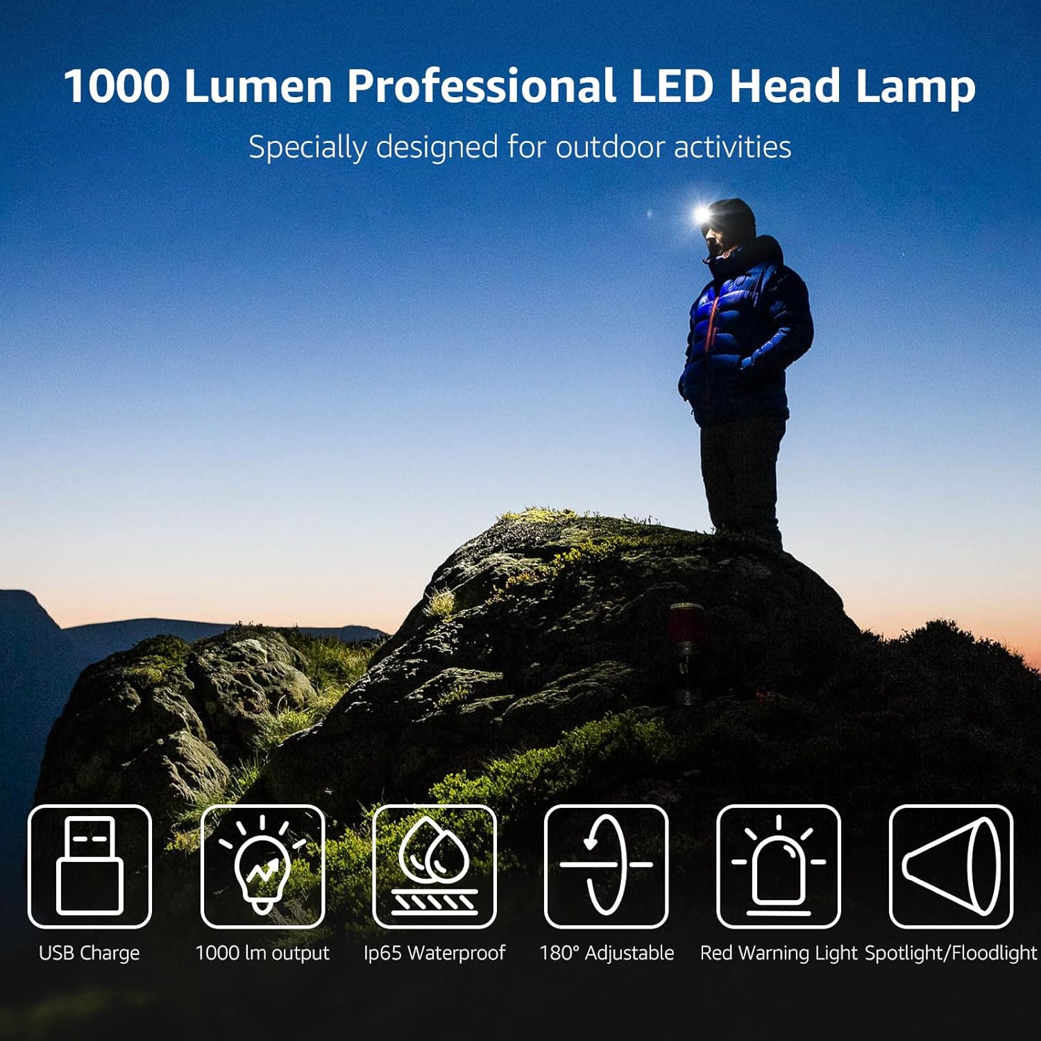 Lepro Headlamp Rechargeable - 1000 Lumen Powerful Detachable Headlamp with Bright 500FT Flashlight Beam - Image 3