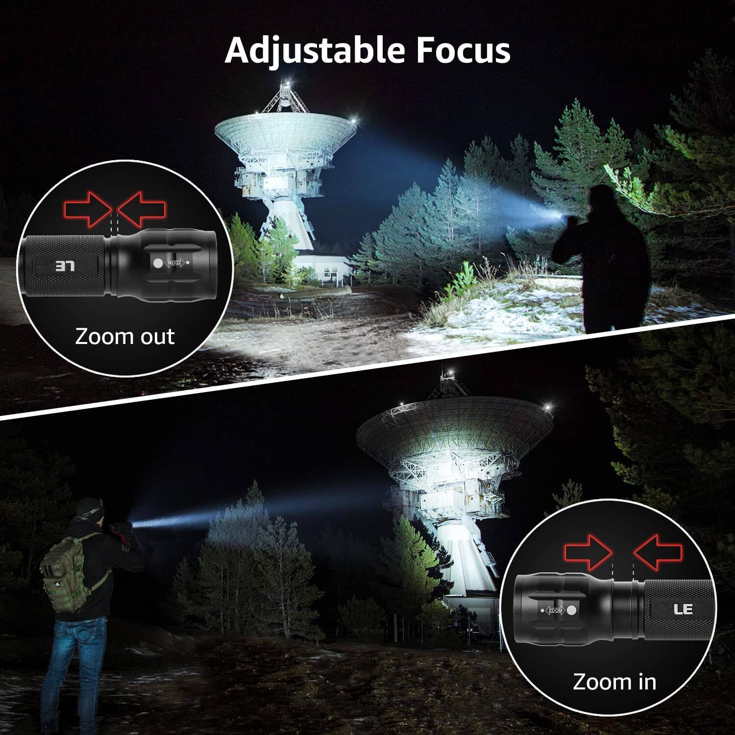 Lepro Portable LED Flashlight – High Lumens, Waterproof (Black, AAA Batteries Included) - Image 4