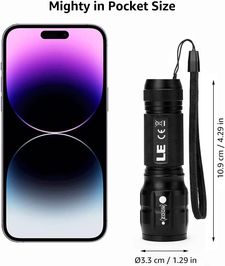 Lepro Portable LED Flashlight – High Lumens, Waterproof (Black, AAA Batteries Included) - Image 5