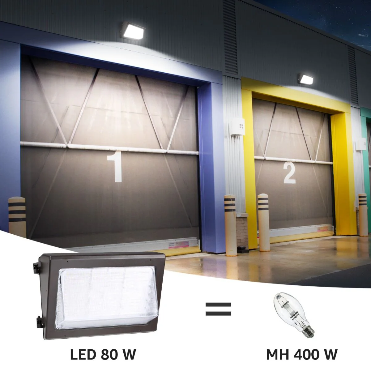 Lepro LED Wall Pack Light with Photocell (11600 Lumans, IP65 Waterproof) - Image 4