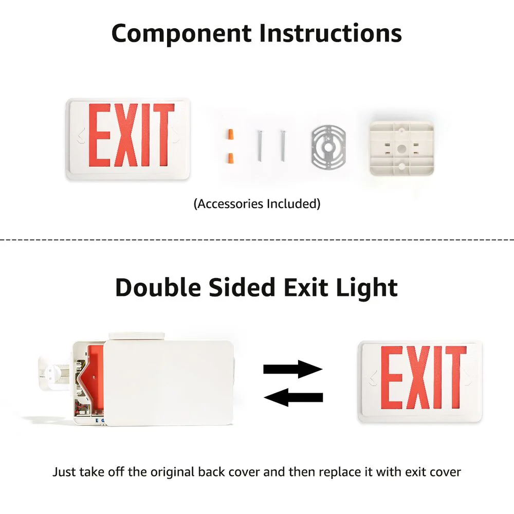 Lepro RED LED Exit Sign with Light - Image 4