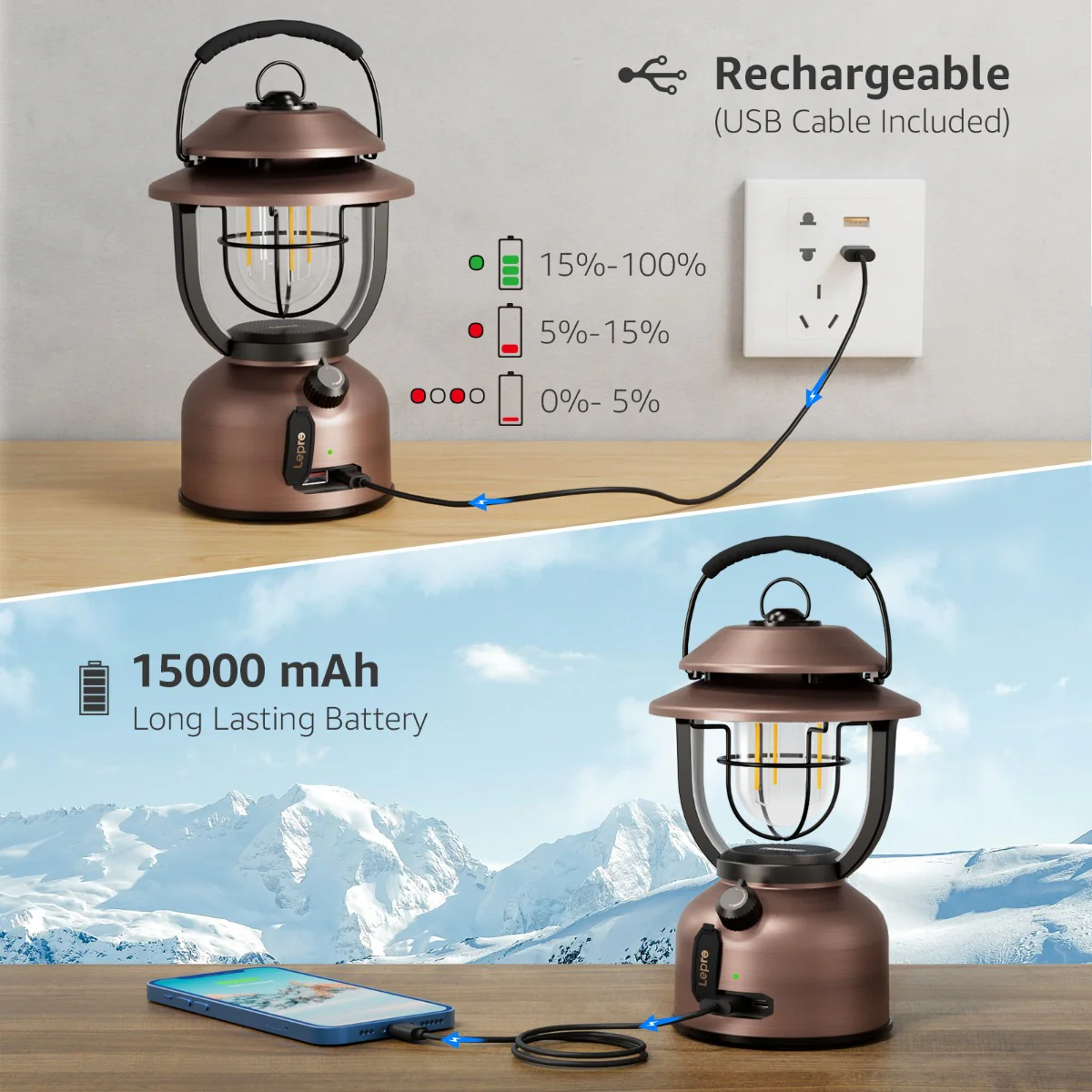 Lepro Retro LED Camping Lantern - Image 3