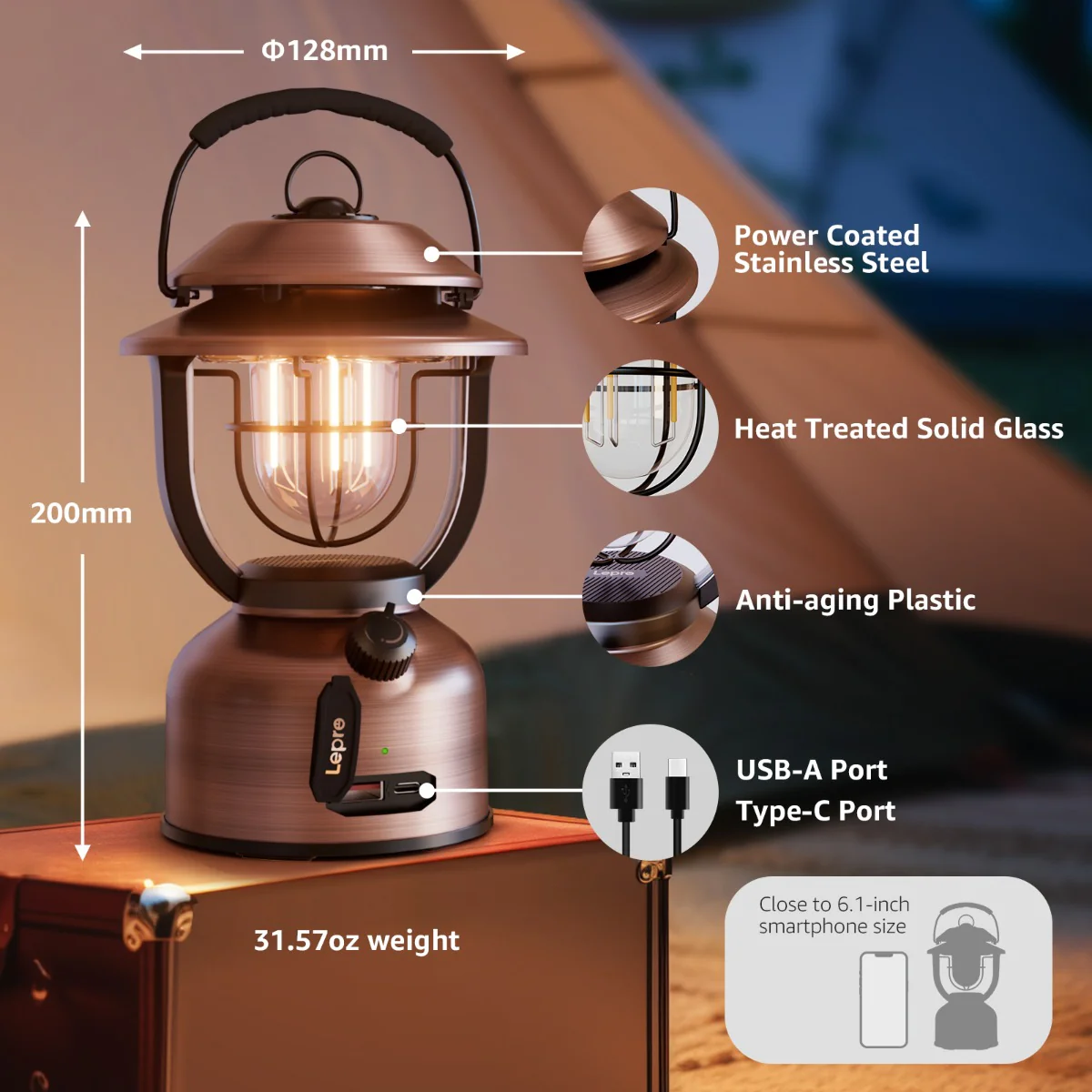 Lepro Retro LED Camping Lantern - Image 6