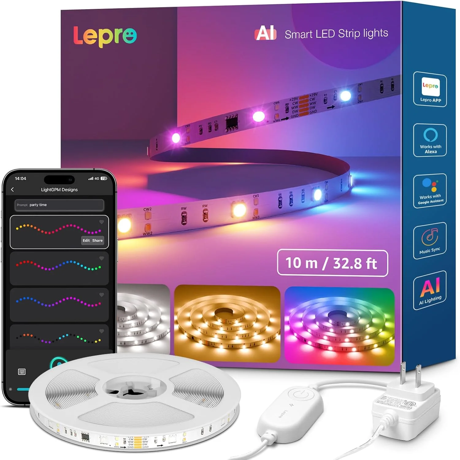 Lepro S2 Smart LED Strip Lights with AI Features (Dynamic RGB+Warm White+Daylight White) - Image 11