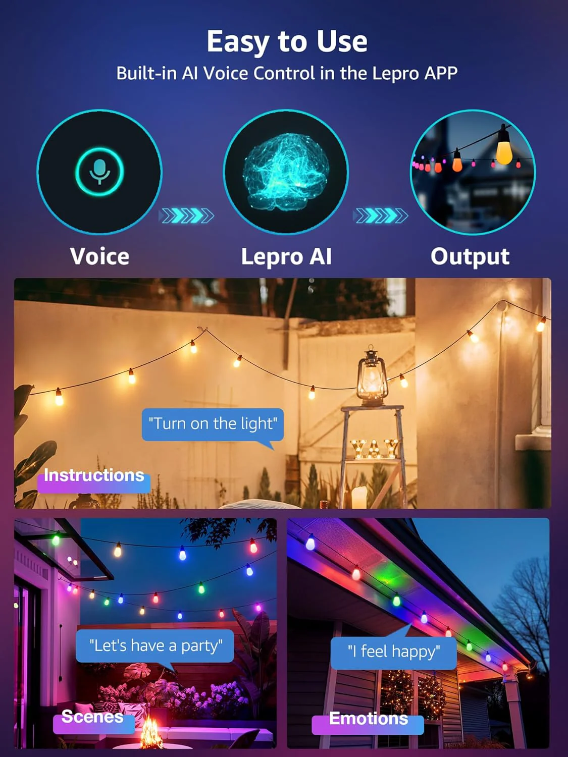 Lepro ZB1 AI-Powered Smart Outdoor String Lights - Image 3